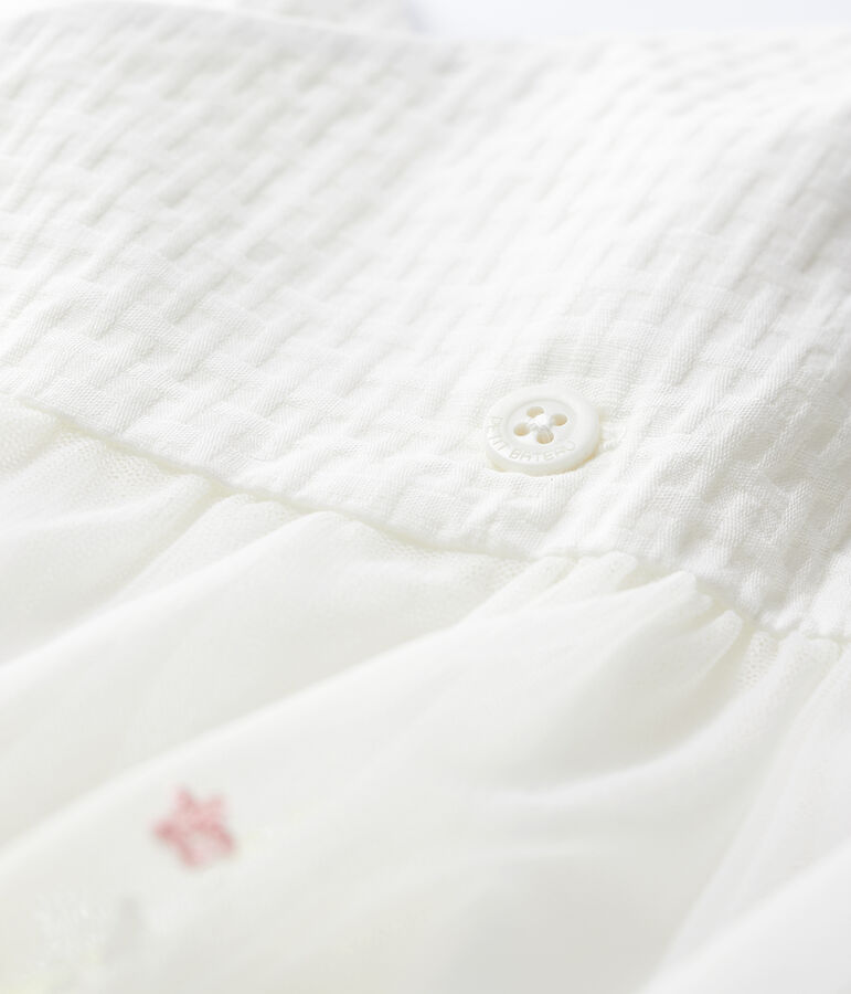 Vestido de celebraci&oacute;n con tul bordado de beb&eacute; ni&ntilde;a blanco/multicolor
