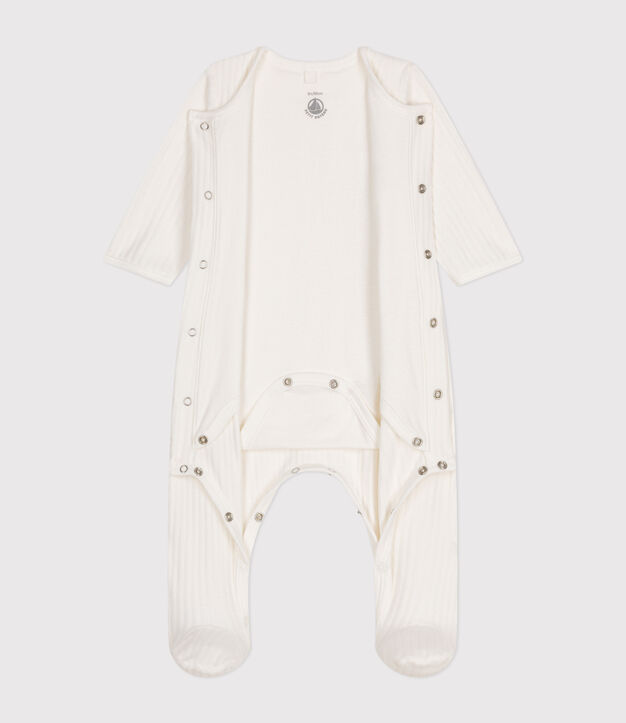 Pijama de Terciopelo unisex con Body liso integrado blanco