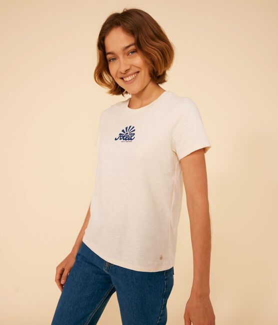 Camiseta La Recta de algodón con cuello redondo para mujer crudo AVALANCHE