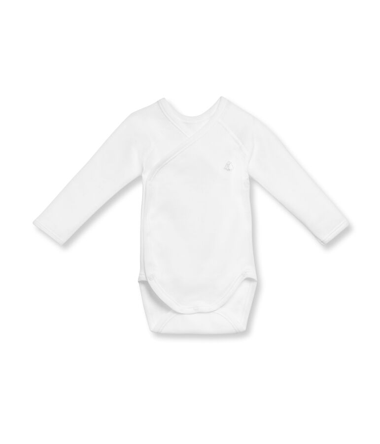 Unisex newborn baby long-sleeved brushed cotton bodysuit blanco Ecume