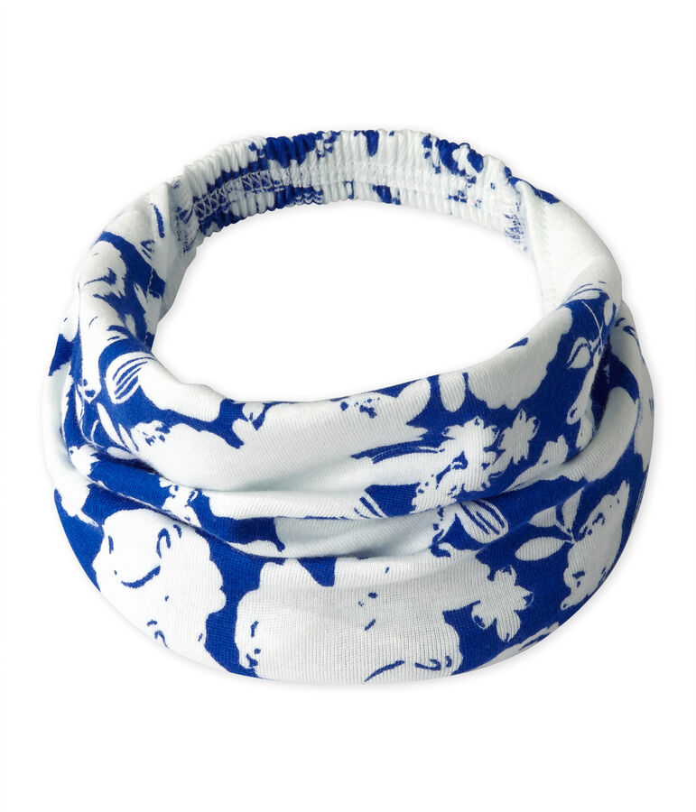 Bandana para ni&ntilde;a estampada blanco MARSHMALLOW/azul PERSE