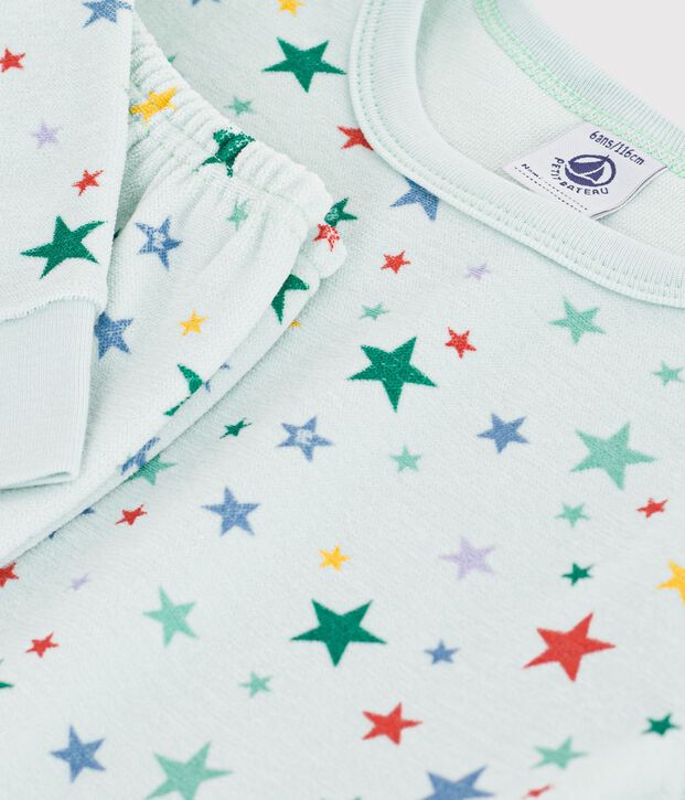 Pijama infantil de terciopelo con estampado de estrellas azul/multicolor