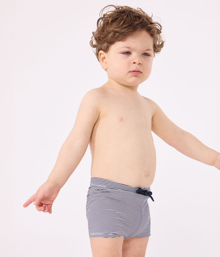 Ba&ntilde;ador corto para beb&eacute; azul/blanco