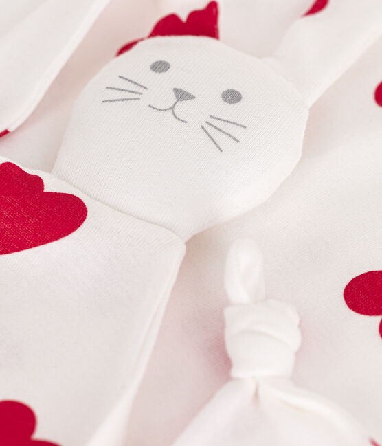 Peluche con corazón de algodón blanco MARSHMALLOW/rojo TERKUIT