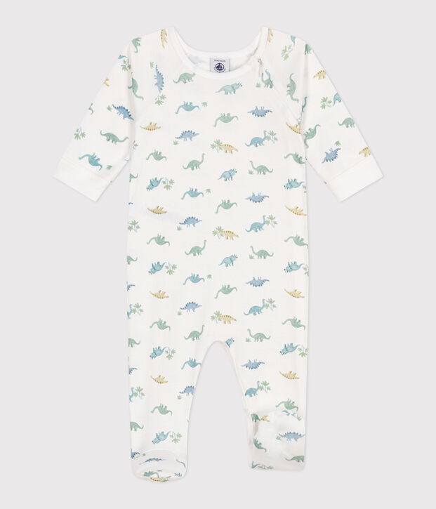 Pijama de algod&oacute;n con dinosaurios para beb&eacute; blanco/multicolor