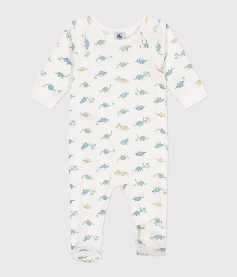 Pijama de algod&oacute;n con dinosaurios para beb&eacute; blanco/multicolor