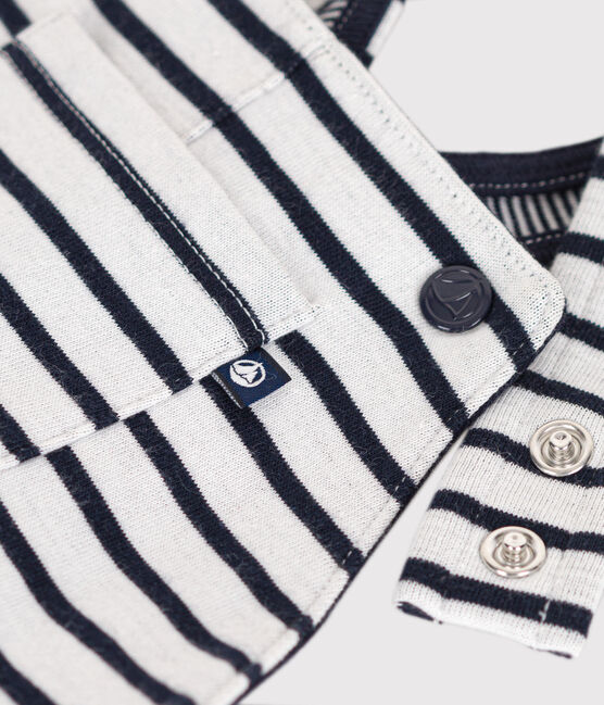 Peto largo de doble jersey a rayas para bebé blanco MARSHMALLOW/azul SMOKING