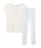 Pijama de punto para niña blanco MARSHMALLOW/azul JASMIN