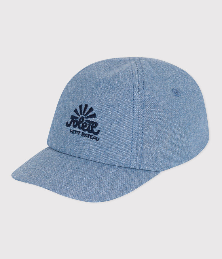 Gorra de tejido vaquero celeste para beb&eacute; azul