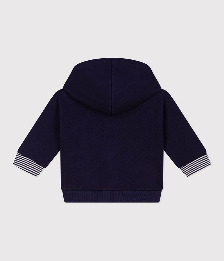 Sudadera de algod&oacute;n con capucha y detalle de rayas para beb&eacute; azul