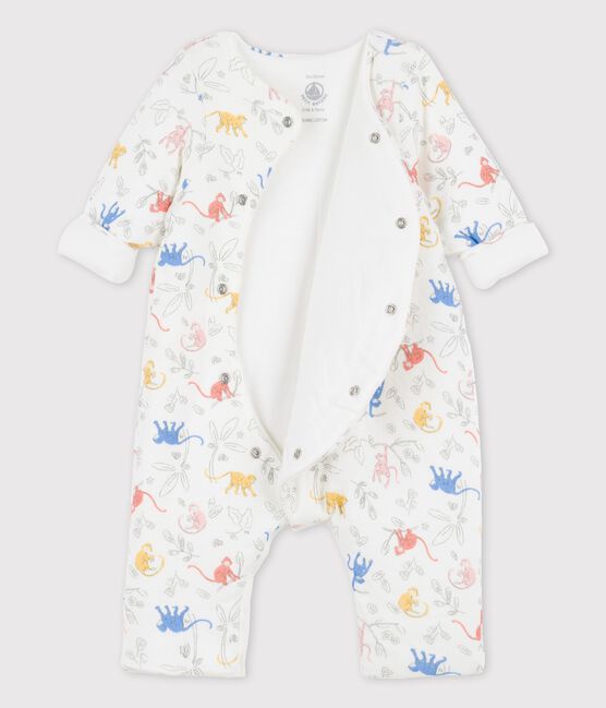 Mono largo de bebé con estampado en tejido túbico ecológico blanco MARSHMALLOW/blanco MULTICO