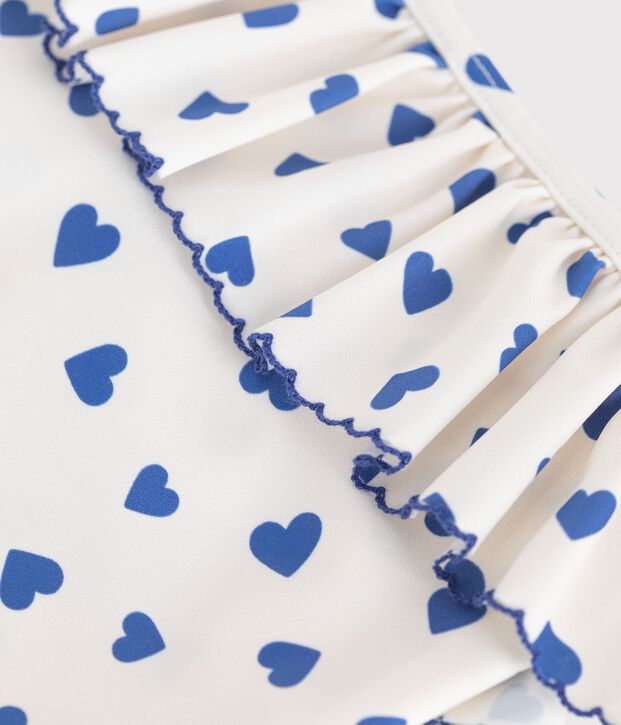Ba&ntilde;ador infantil con estampado de corazones blanco/azul