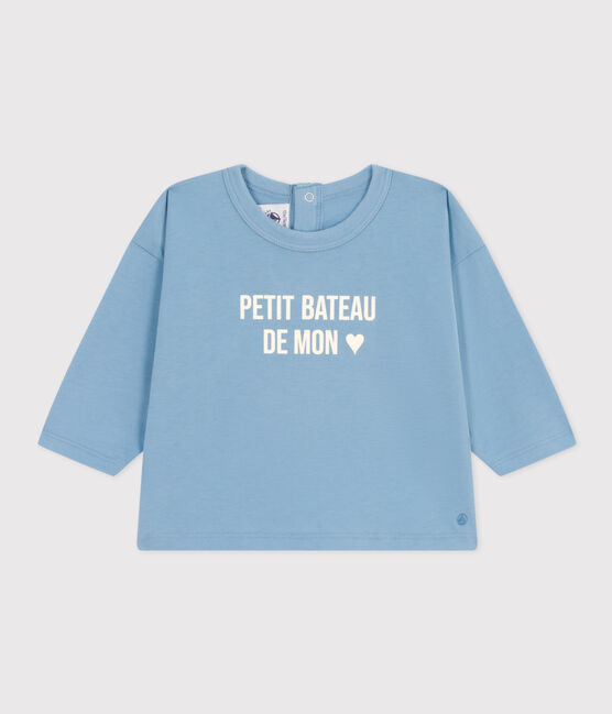Camiseta de manga larga de jersey para bebé azul AZUL
