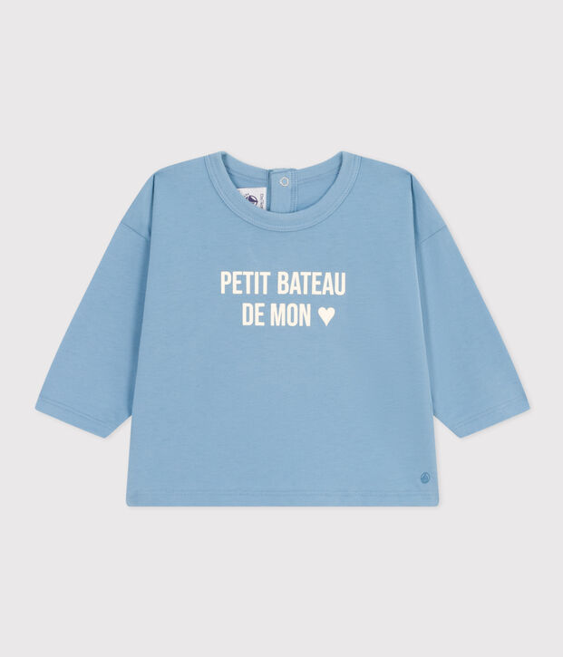 Camiseta de manga larga de jersey para beb&eacute; azul