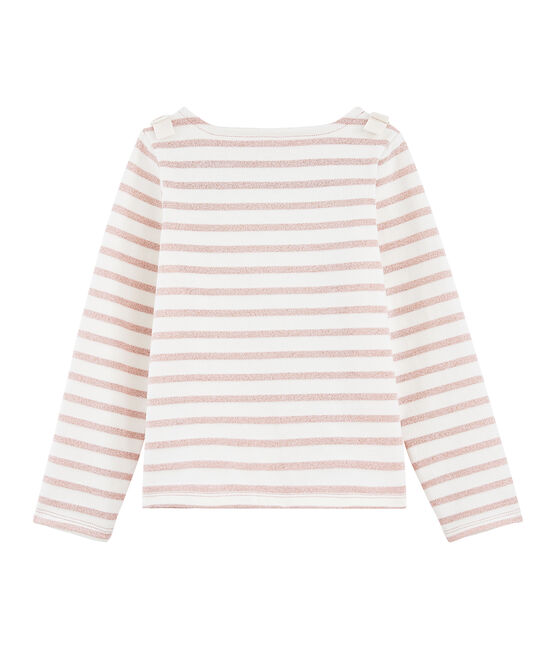Jersey marinero de niña blanco MARSHMALLOW/rosa JOLI BRILLANT