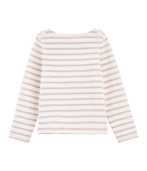 Jersey marinero de ni&ntilde;a blanco/rosa
