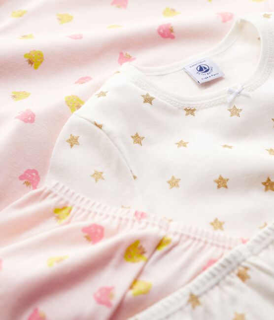 Juego de 2 pijamas con estampados de estrellas y panteras de niña de algodón variante 1