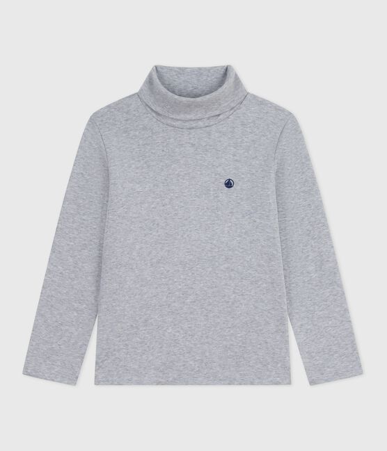 Camiseta infantil de cuello alto de algodón gris FUMEE CHINE