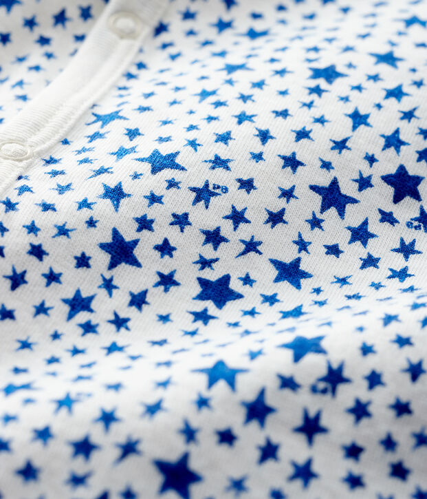Pelele sin pies de punto tubular con estrellas azules para beb&eacute; blanco/azul