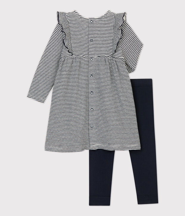 Conjunto de dos piezas de beb&eacute;. azul/blanco