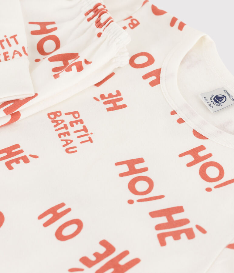 Pijama de felpa para ni&ntilde;o blanco/rosa