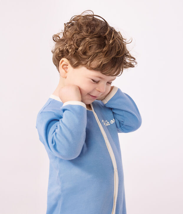 Pijama de algod&oacute;n liso para beb&eacute; azul