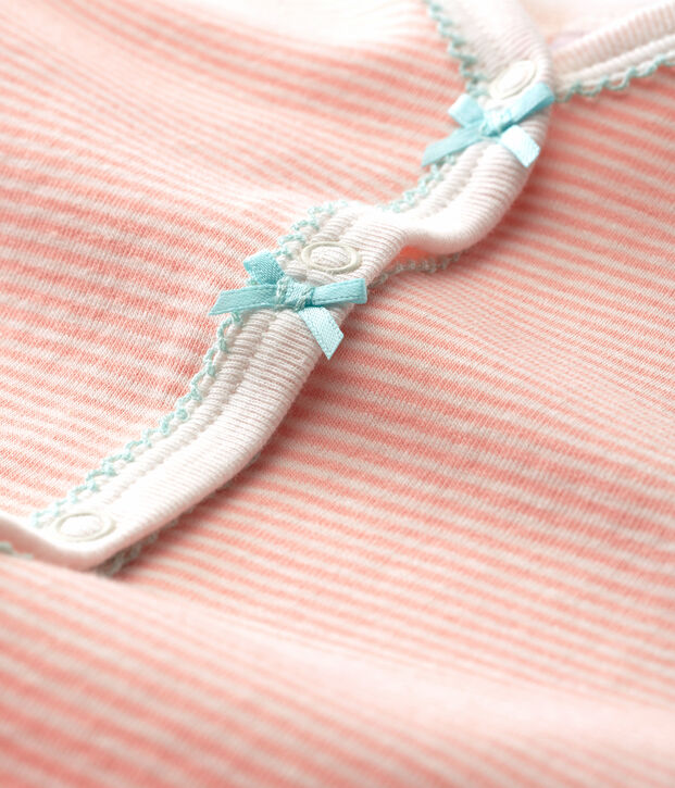 Pelele de punto para beb&eacute; ni&ntilde;a rosa/blanco