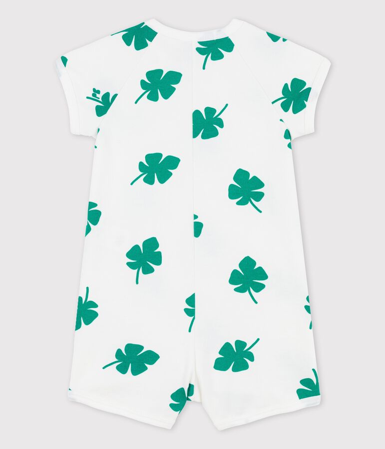 Mono corto con estampado vegetal de mulet&oacute;n para beb&eacute; blanco/verde