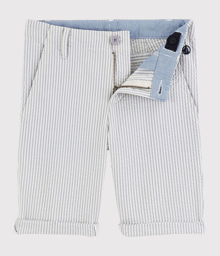 Bermudas de mil rayas de ni&ntilde;o gris/blanco