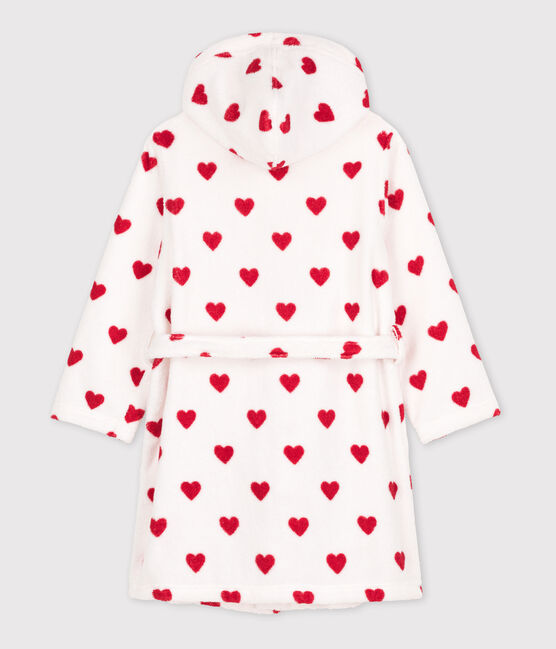 Albornoz de rizo con corazones para niño/niña blanco MARSHMALLOW/rojo TERKUIT
