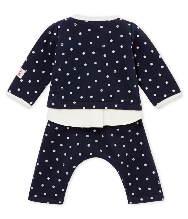 Conjunto de 3 piezas de lunares para beb&eacute; ni&ntilde;a azul/blanco