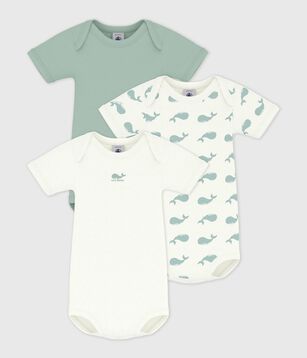 Juego de bodies de algodón de manga corta con estampado de ballenas para bebé multicolor
