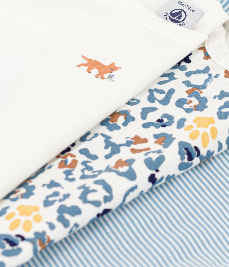 Lote de 3 bodis de algod&oacute;n de manga larga para beb&eacute; variante 1