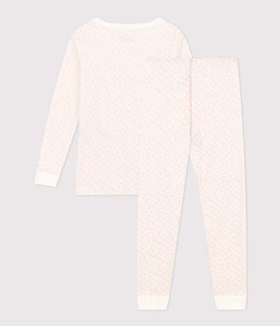 Pijama infantil ajustado de algodón con estampado de flores MARSHMALLOW/ PANTY
