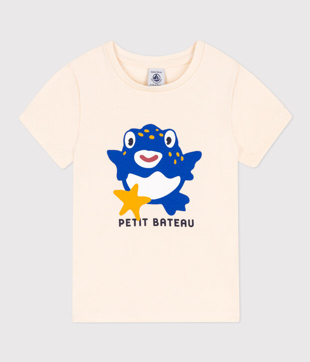 Camiseta estampada de algod&oacute;n para ni&ntilde;a crudo