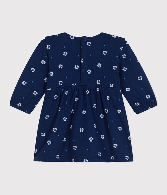 Vestido de algodón de manga larga con estampado de flores para bebé azul MEDIEVAL/blanco MULTICO