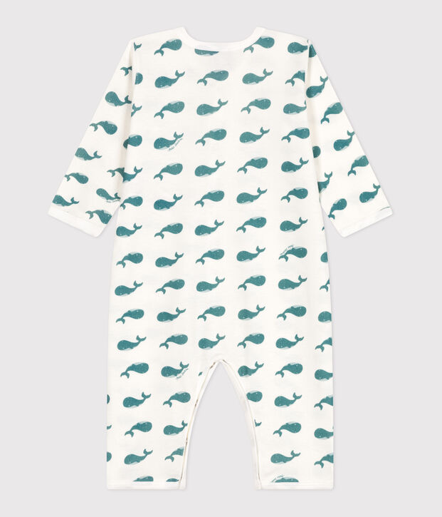 Pijama de beb&eacute; de algod&oacute;n sin patas de ballena verde/verde