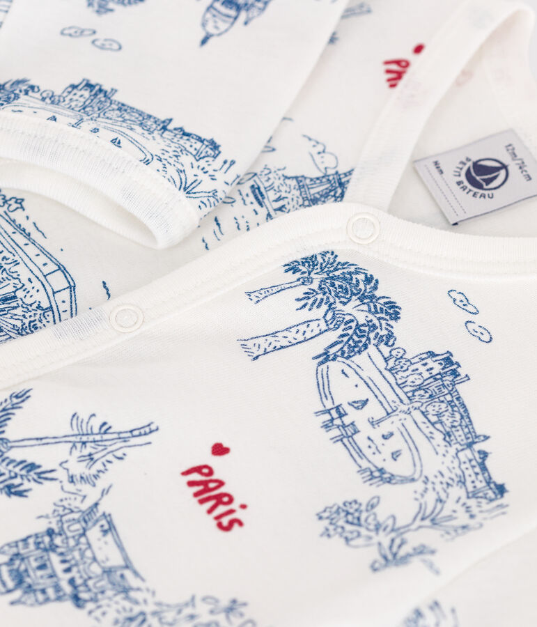 Pijama de algod&oacute;n Par&iacute;s para beb&eacute; blanco/multicolor