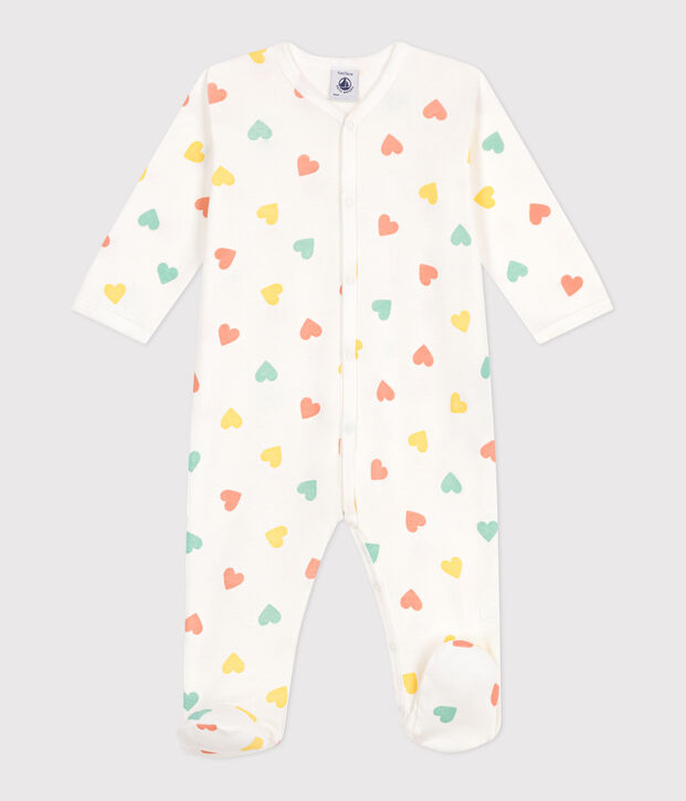 Pijama de algod&oacute;n con corazones para beb&eacute; blanco/multicolor