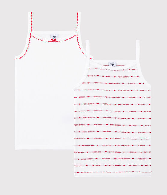Lote de 2 camisetas de tirantes "Petit Bateau Je t'aime" de niña variante 1