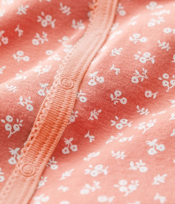 Pelele corto con flores de bebé de algodón orgánico rosa PAPAYE/ MARSHMALLOW