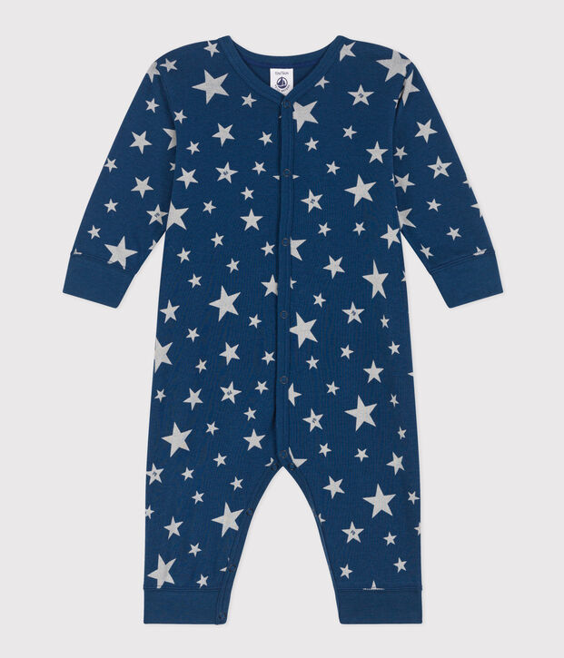 Pijama sin pies de algod&oacute;n para beb&eacute; azul/blanco