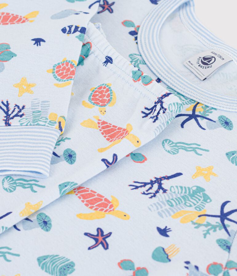 Pijama infantil de algod&oacute;n con estampado fosforescente azul/multicolor