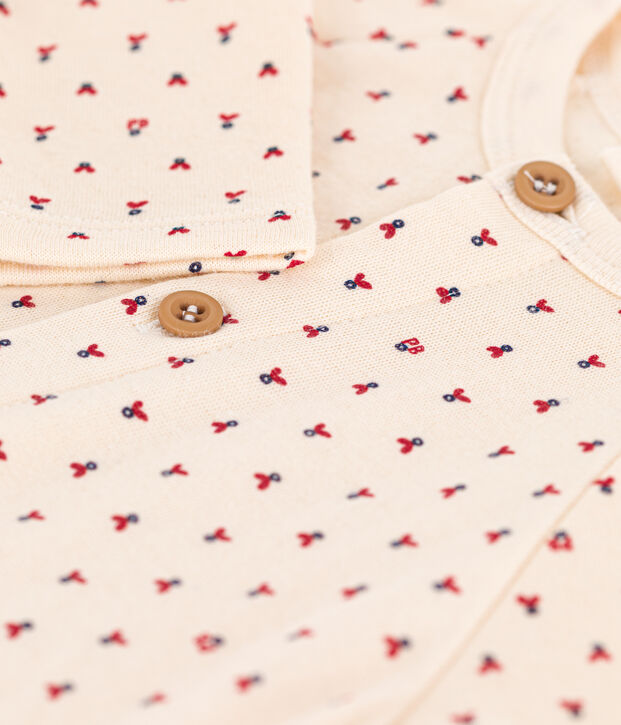 Mono largo con estampado en t&uacute;bico de algod&oacute;n para beb&eacute; crudo/multicolor