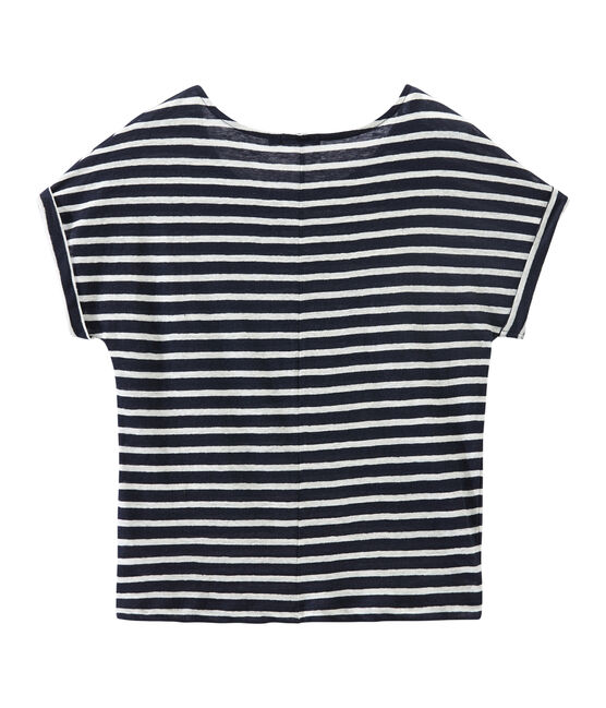Camiseta de lino rayas para mujer azul SMOKING/blanco LAIT