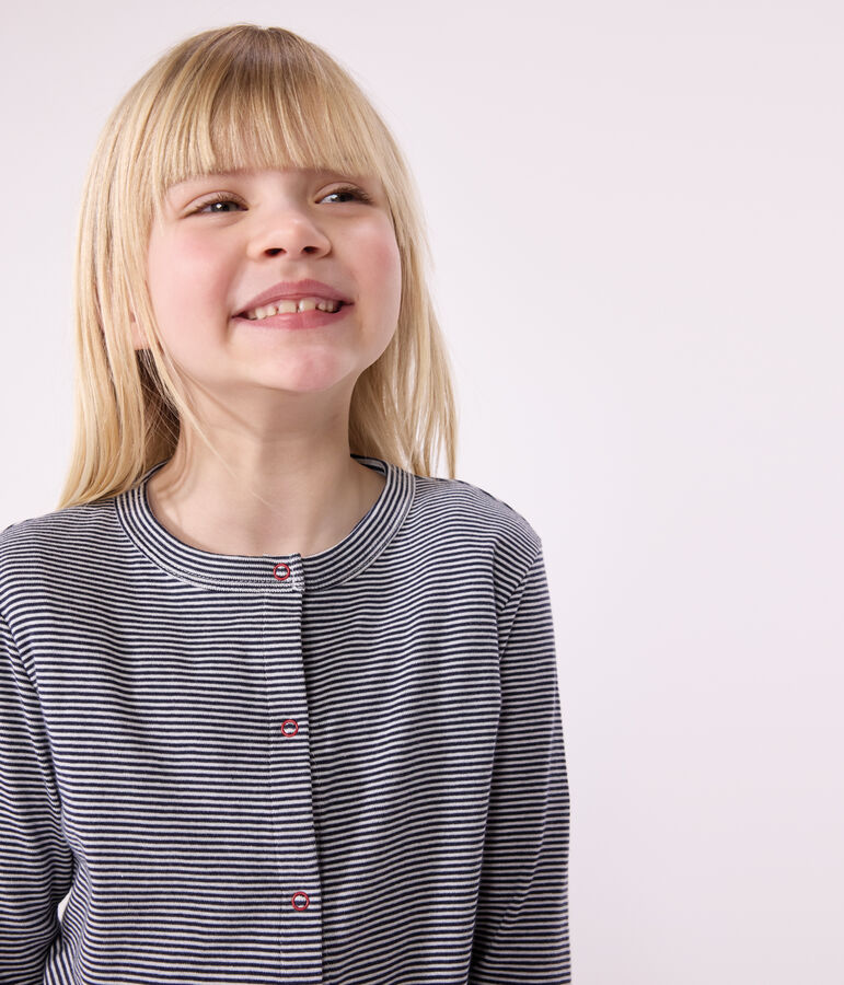 C&aacute;rdigan infantil de algod&oacute;n a rayas azul/blanco