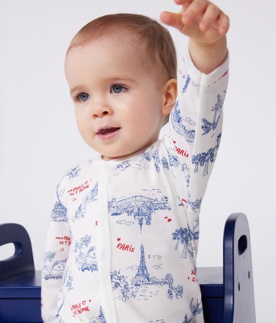 Pijama de algodón París para bebé blanco MARSHMALLOW/blanco MULTICO