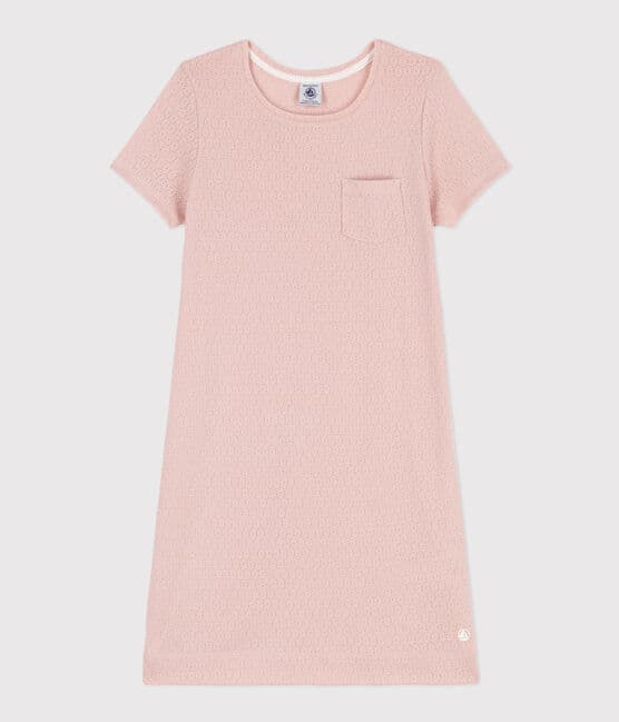 Camisón liso de algodón calado para niña rosa SALINE