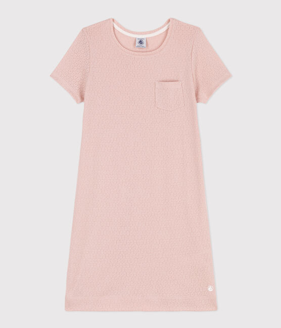 Camisón liso de algodón calado para niña rosa SALINE