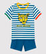 Pijama corto a rayas de niño de algodón